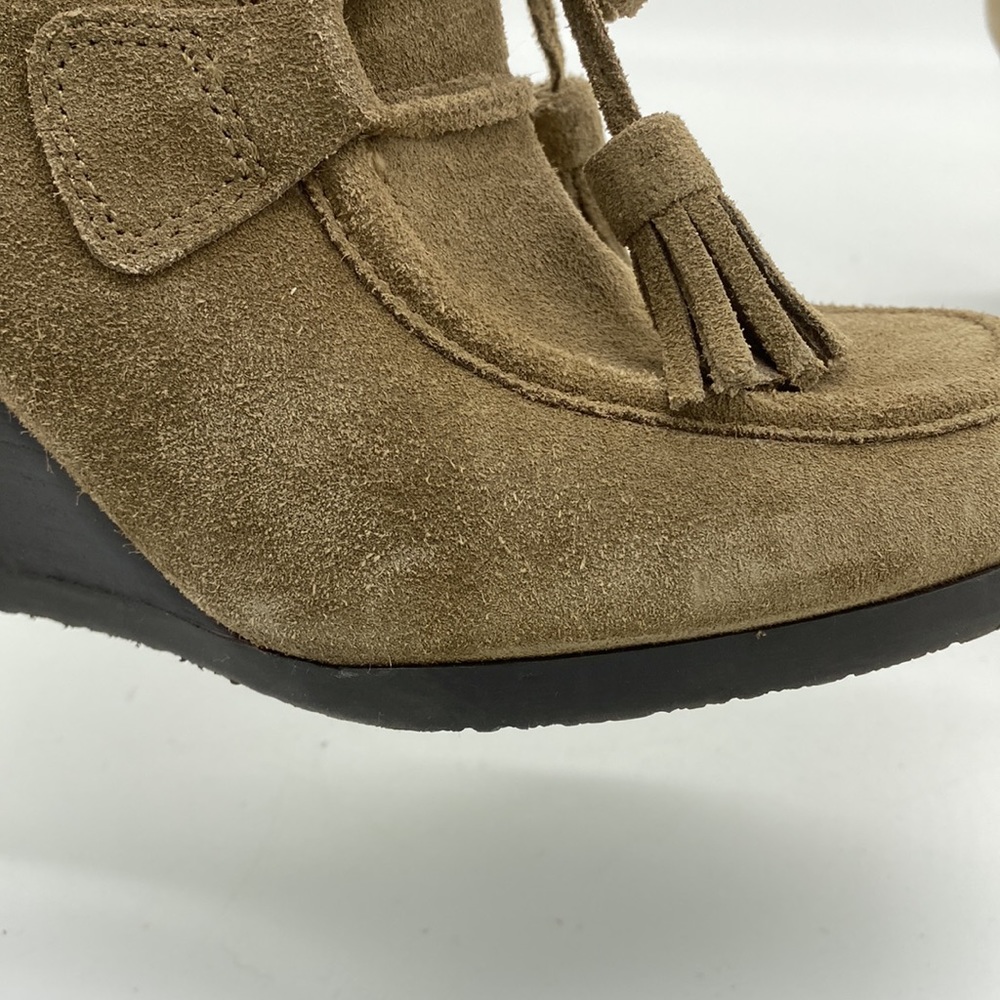 Franco Sarto Westerly Ankle Booties Wedges Shoes Tan Leather Suede Womens 7.5 M - Picture 10 of 15